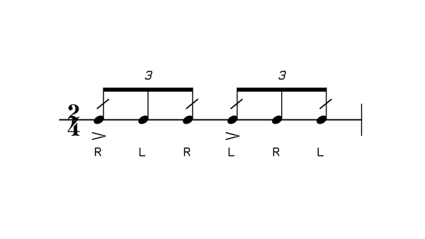 Outside Five drum rudiment notation